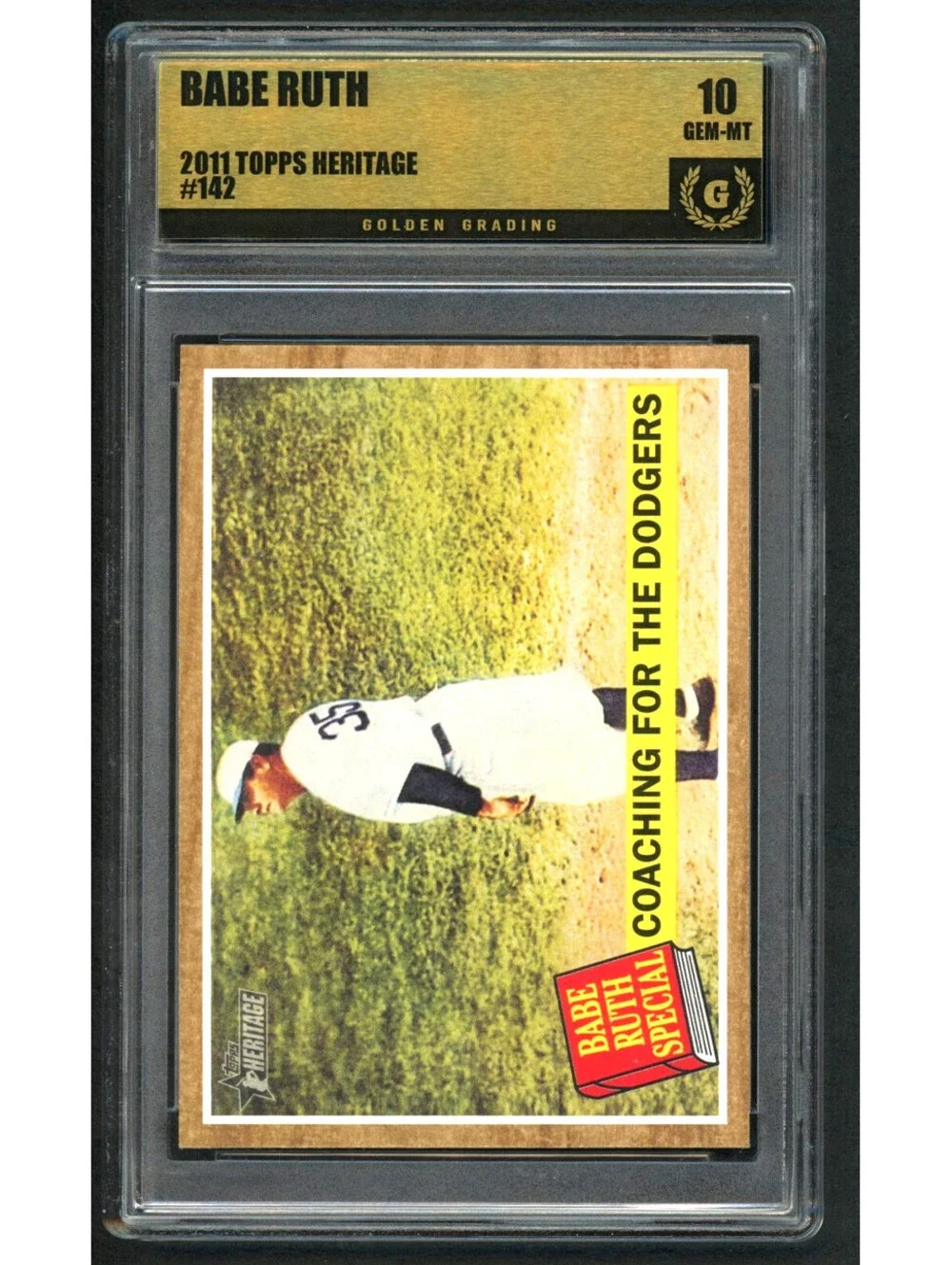 2011 Topps Heritage  Babe Ruth #142 Coaching For the Dodgers Graded 10 Gem Mint